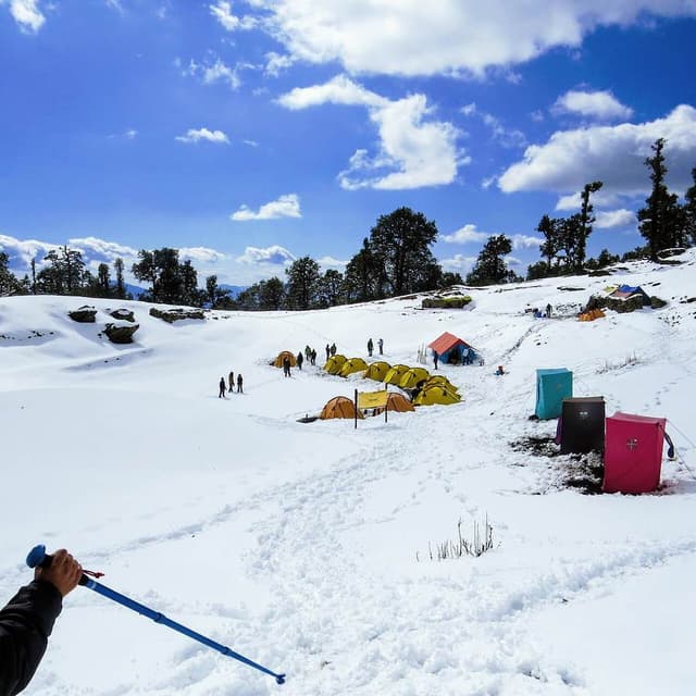 Snow campsite on the Brahmatal trek, Uttarakhand