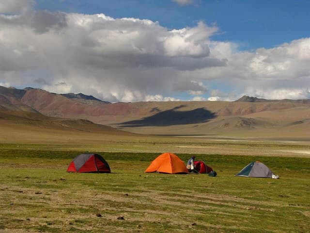 Basecamp tents in the Ladakh mountains